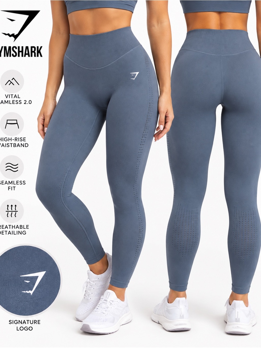 Gymshark Vital Seamless High-Rise Leggings in Slate Blue